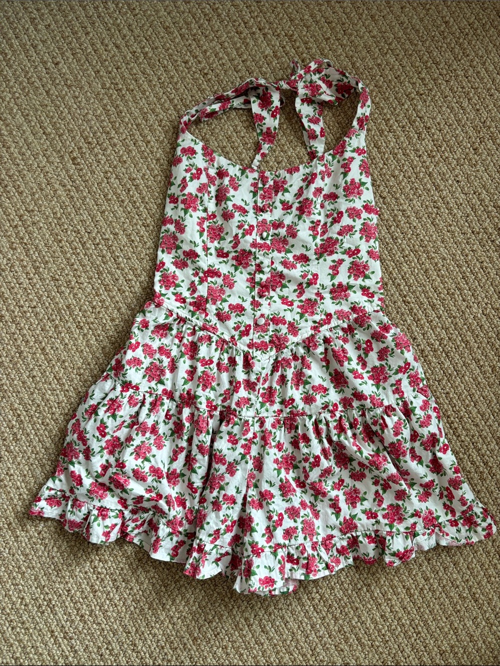 wild fable White Halter Romper with Red Floral Print